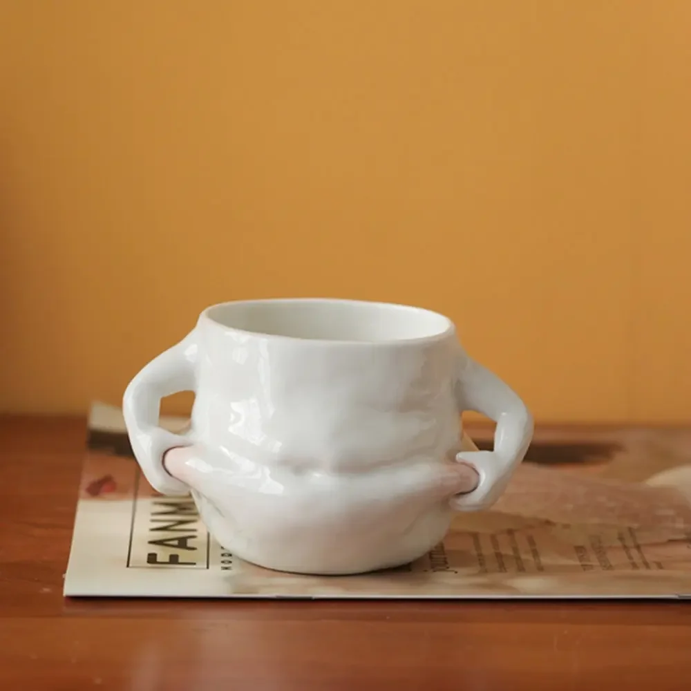Kawaii Ceramic Mug Cute Coffee Cup Milk Tea Water Cups Creative Pinch Fat Belly Cup Mug Gift Porcelain Drinking Coffee Mugs