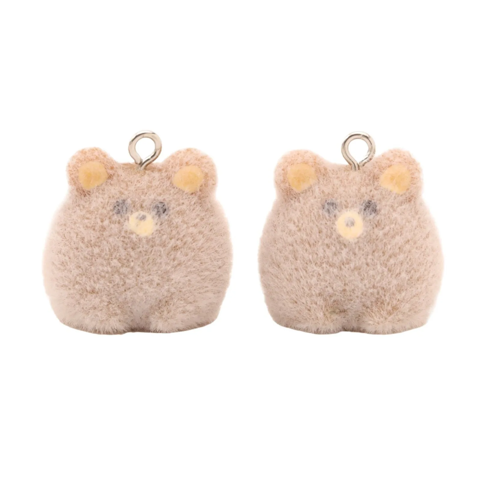 20 pezzi 3D floccaggio orso in resina fascino animale peluche pendenti per collana creazione di gioielli accessori fatti a mano fai da te all'ingrosso