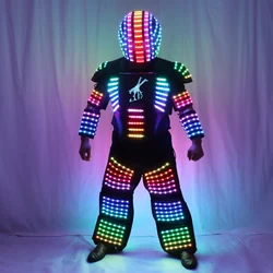 LED Robot Costume Luminous Suit Men Gogo Singer Guest Dancer Costume Suit Hero Light Armor For Stage Party Wear