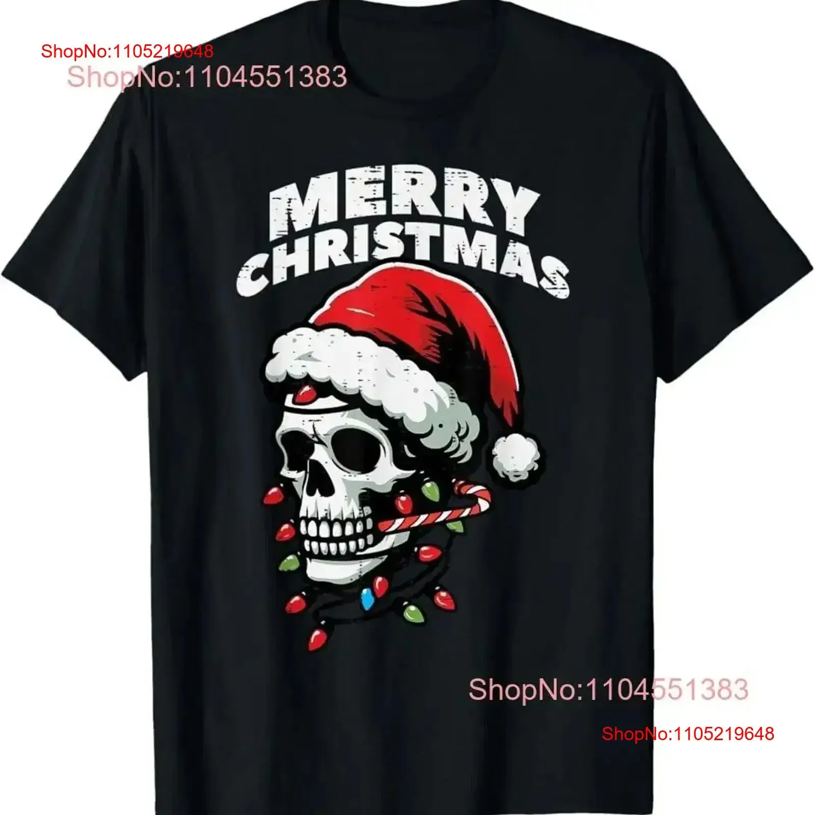 

Merry Christmas Skull Santa Xmas Skeleton Head T Shirt vintage Washed designer clothes Comfortable Slightly Unisex