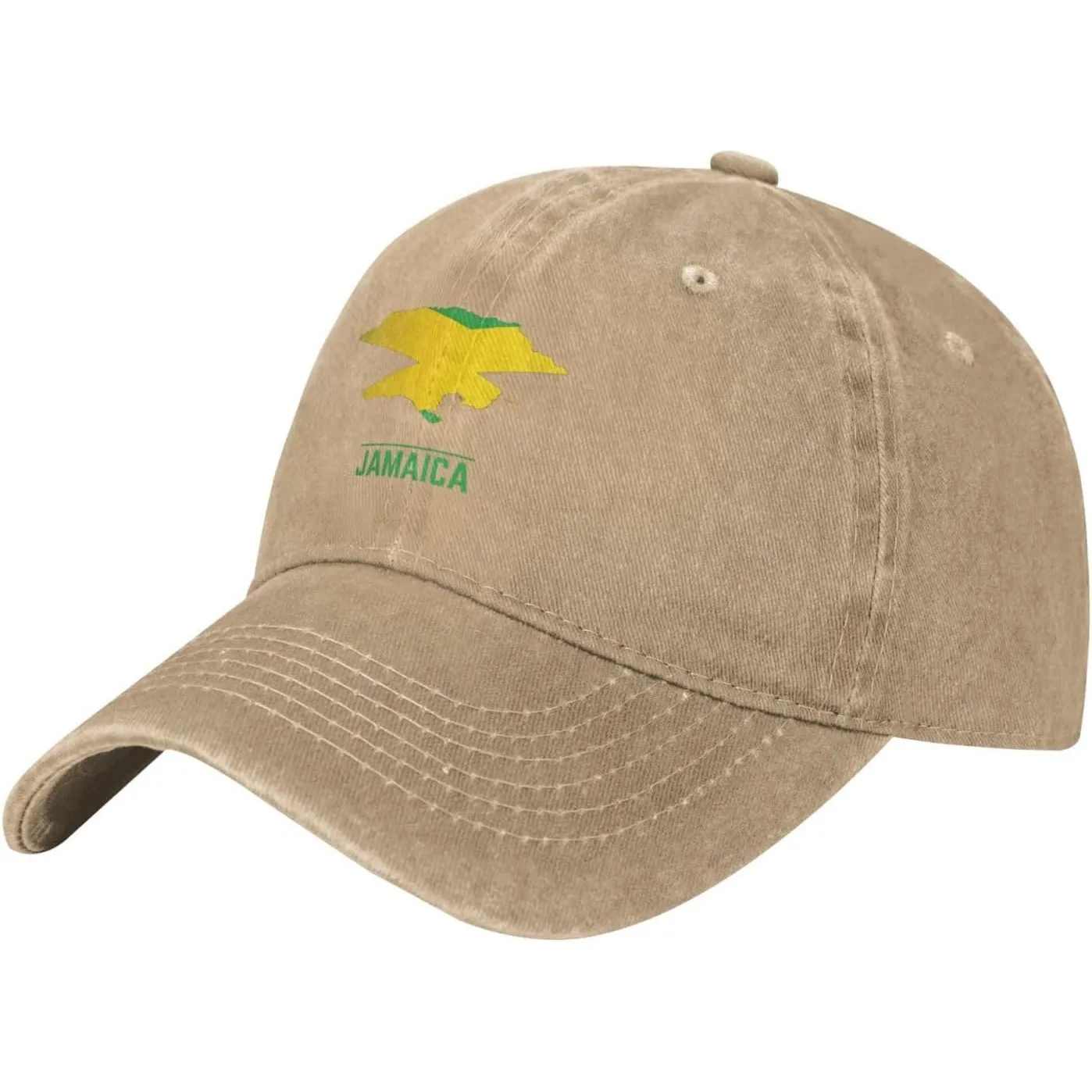 Jamaica-Map-Embroidered-Washed-Baseball-Cap-Cotton-Adjustable-Outdoor-Golf-Dad-Hat-for-Unisex