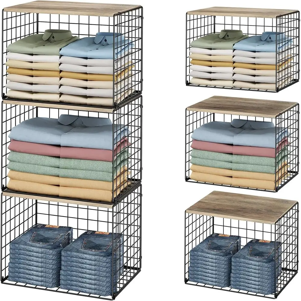 

Stackable 3-Piece Closet Organizers with Enhanced Width and Height for Efficient Storage of Clothes and Sweaters
