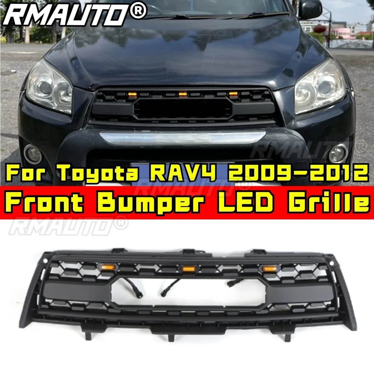 Bumper Grill For Toyota RAV4 2009-2012 Car Front Bumper Racing Grill Body Kit ABS Plastic Front Bumper Grille Car Accessories