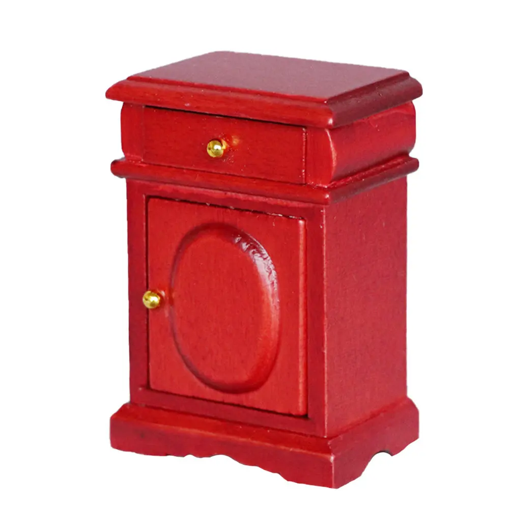 

Miniature Wooden Bedside Table for Dollhouse Decor Stylish Vintage Design Exquisite Craftsmanship Warm Romantic Home Decoration