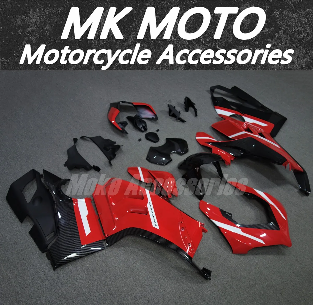 

Комплект обтекателей для Panigale V4S V4R 2020-2021, набор кузовных деталей 20-21, высококачественный АБС-пластик, имитация карбона, черный с красным