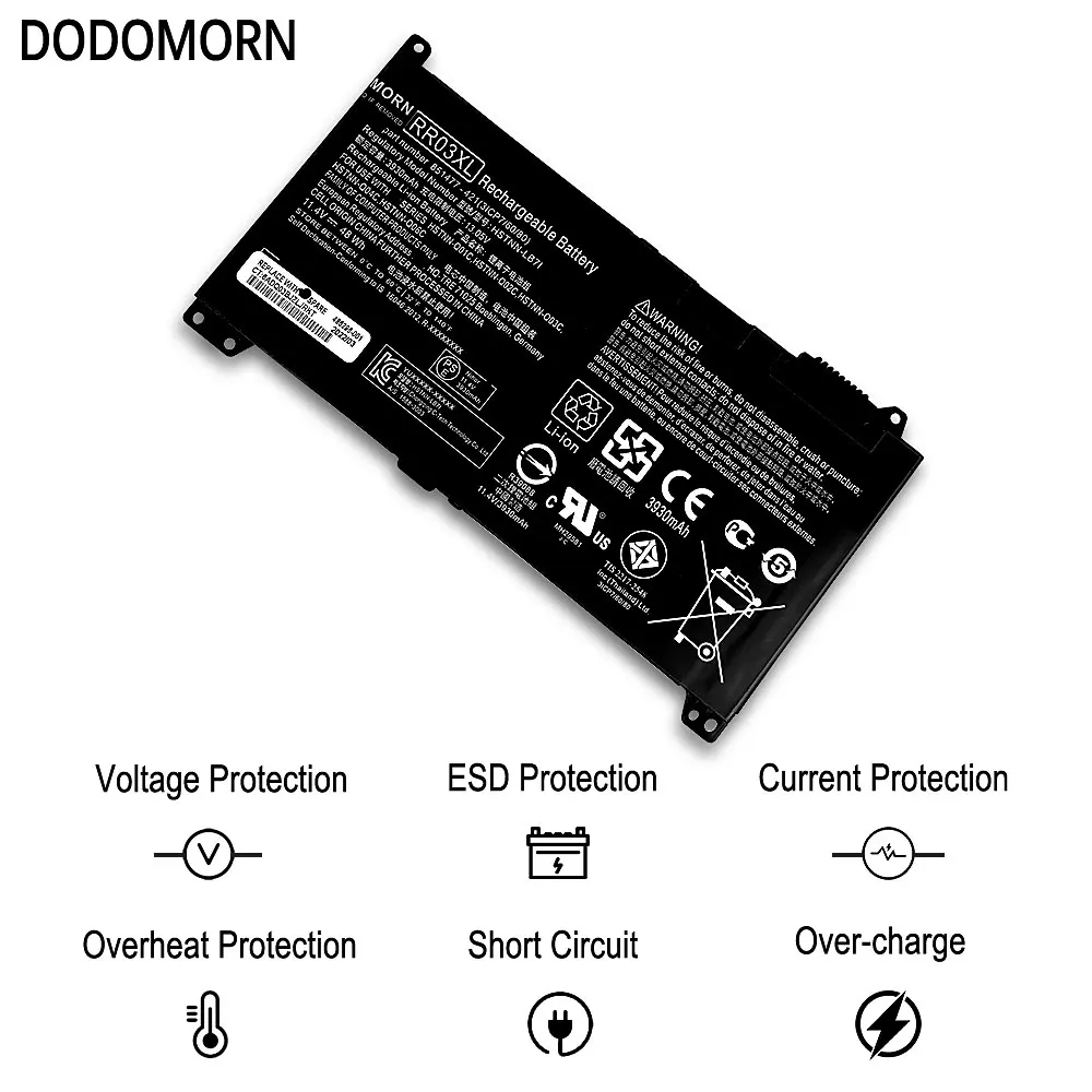 Dodomorn rr03xlバッテリー,hp bestook 440 450 430 455 g4 g5 470 HSTNN-PB6W,ラップトップ用,追跡番号付き