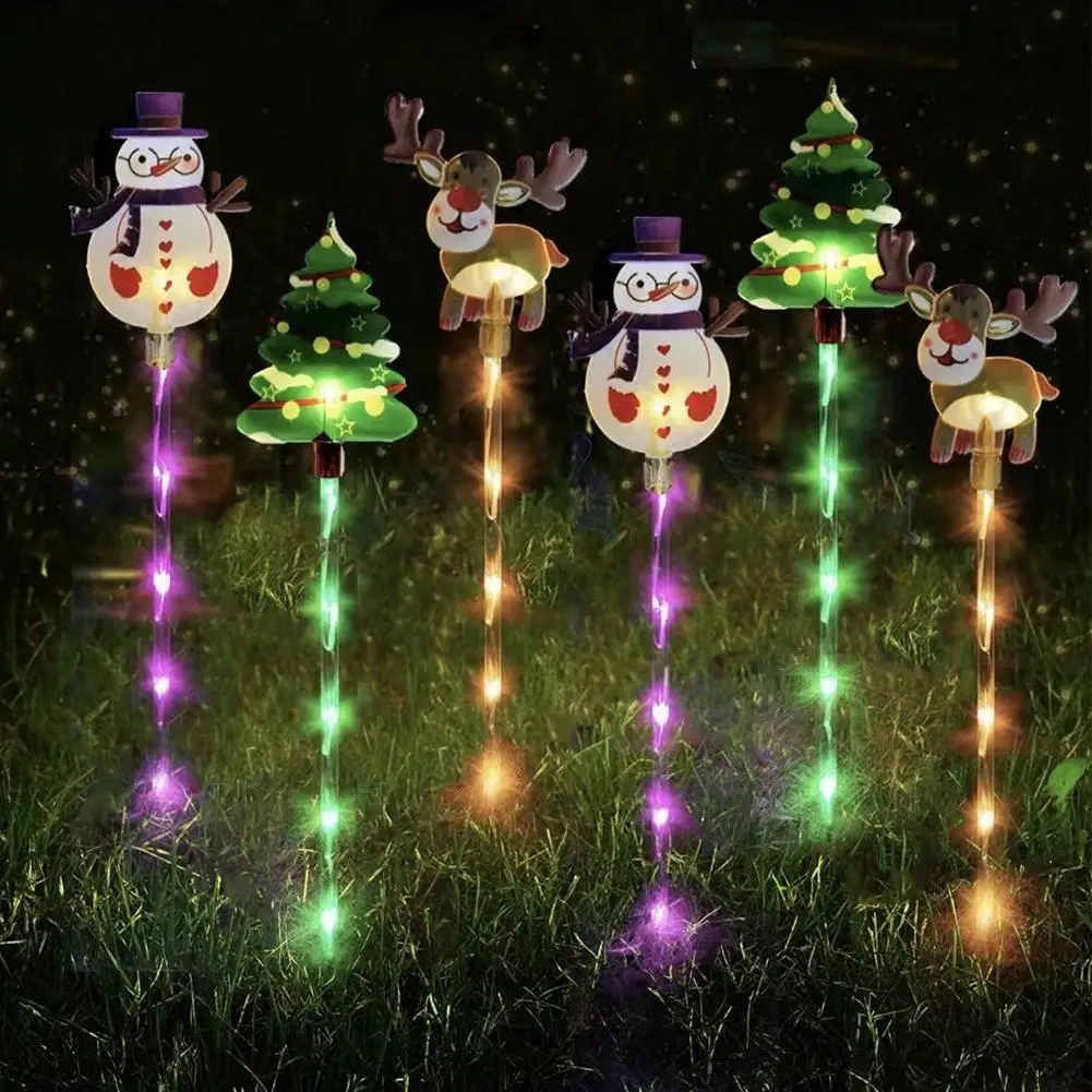 6 قطعة/المجموعة تعمل بالطاقة الشمسية أضواء حديقة عيد الميلاد سانتا شجرة و الرنة تصاميم للديكور في الهواء الطلق أضواء حديقة مقاوم للماء عطلة