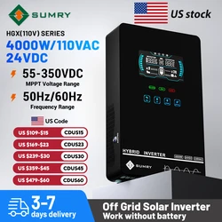 Sumry 4KW 120V Off Grid Solar Inverter 24V 140A 5600W MPPT Charger Pure Sine Wave Home Inverter 6.25 Inch LCD Display