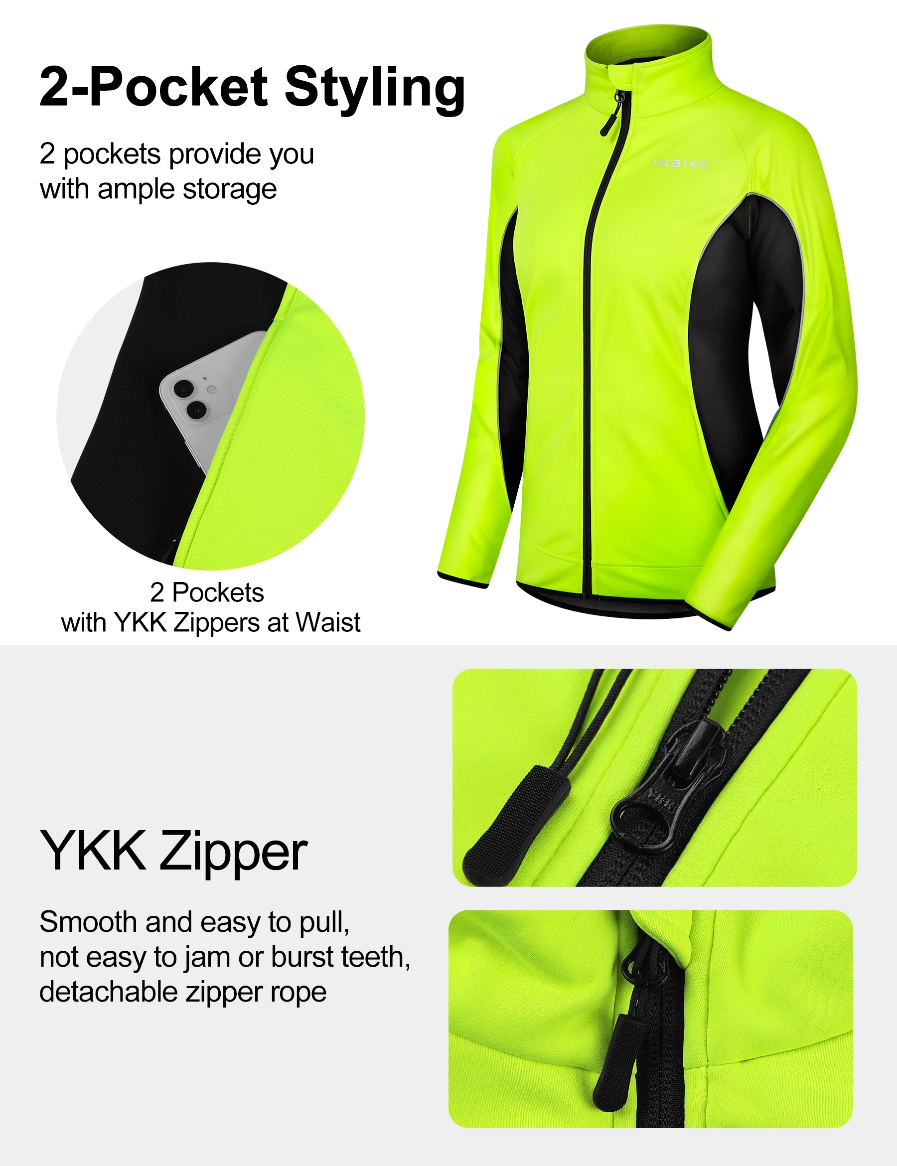 INBIKE Winter Women Cycling Jackets Thermal Fleece Biking Clothes Bicycle Road Bike Windbreaker MTB Reflective Jacket for Women