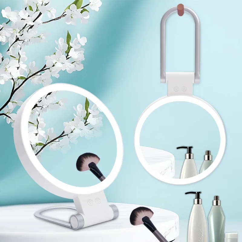Makeup mirror with light, LED fill light, double-sided , 5X wall-mounted , women's desktop makeup touch-up mirror