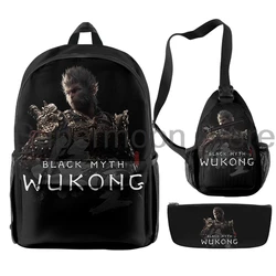 Black Myth Wukong Backpack 3pcs/set Rucksack Shoulder Bag Pencil Bag Women Men Casual Daypack Unise Packsack Travel Bags