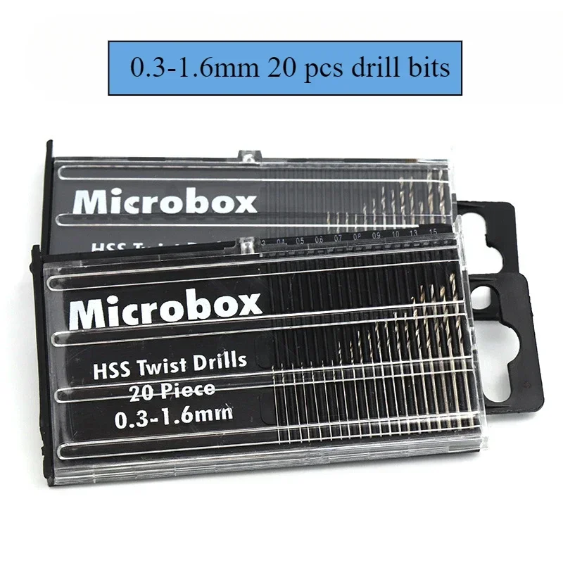 

20pcs/set 0.3mm-1.6mm Mini High Speed Steel Twist Drill Bit Set Micro HSS Drill Bit Set with Case