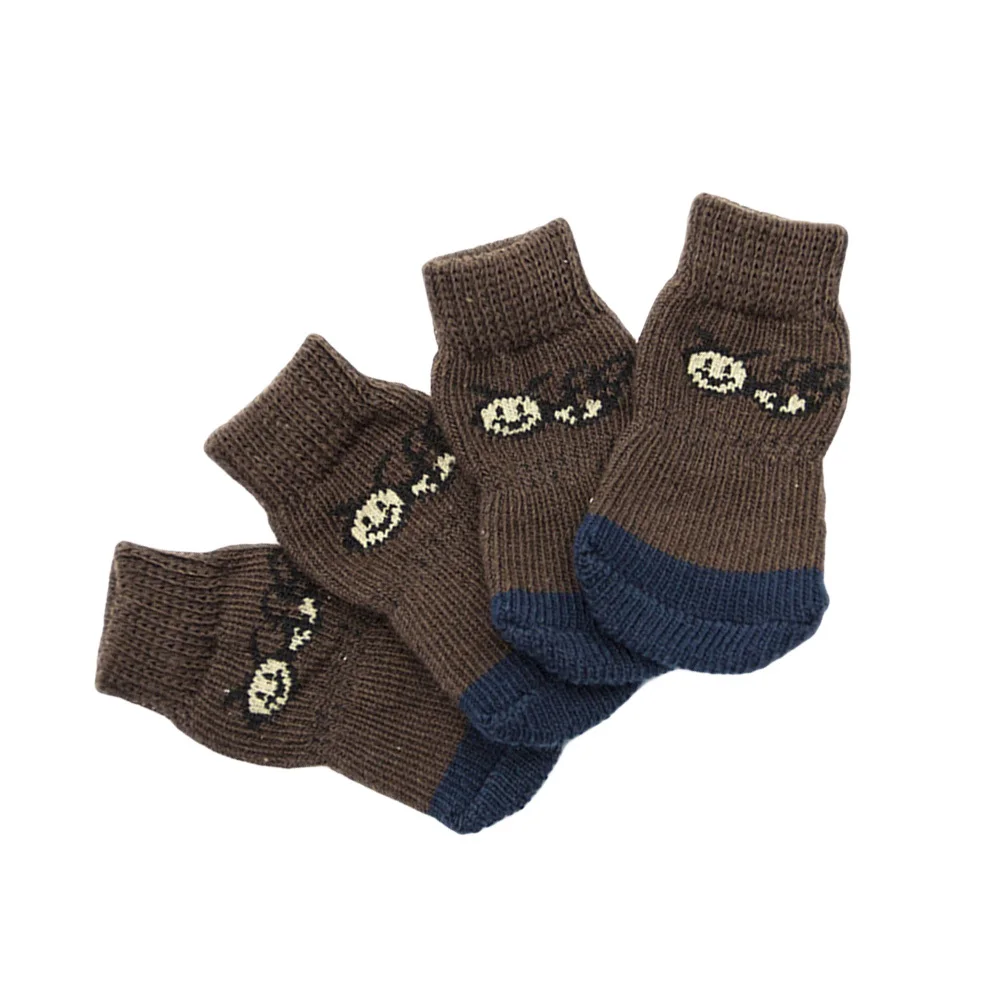 

4Pcs Pet Socks Non-Slip Cotton Xl Cartoon Design Protect Paws Keep Clean Warm Against Snow Ice Dog Cat Puppy Pet Socks