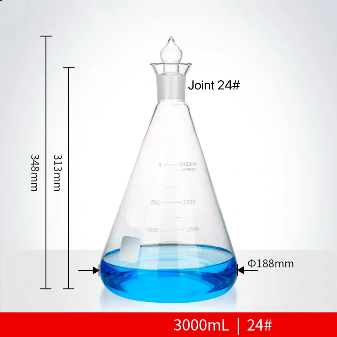 

3000ml Standard Ground Mouth 24# /29# /34# Iodine Triangle Flask, Experimental Glassware