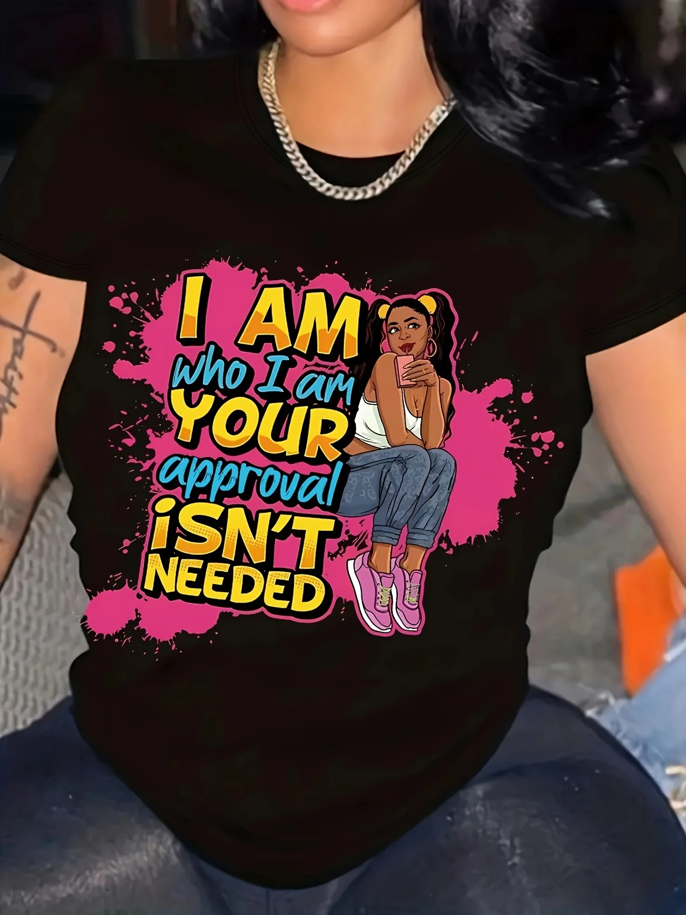 Camiseta con estampado de letters y retrato ropa de verano con cuello redondo y manga corta Harajuku غير رسمي الفقرة mujer