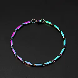 Fashion Men Titanium Steel Colorful Bracelet Quenched Bamboo Leaf Chain  Versatile Bracelet for Men and Women Jewelry 19cm/21cm