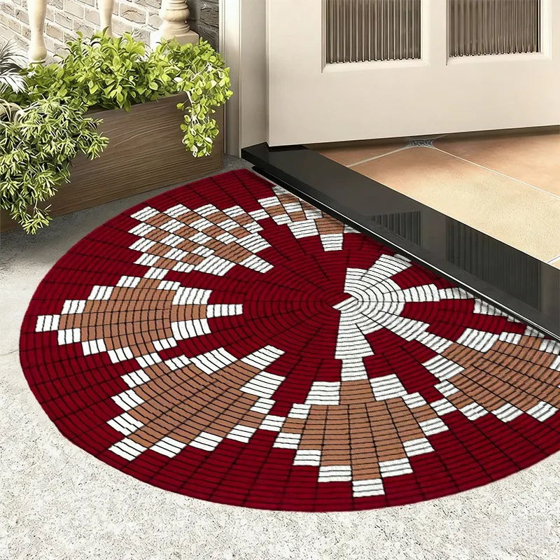 1pc of Golden Sun Mosaic Half Round Rug for Indoor Use, A Stylish Entryway Mat with A Creative Theme  Floor Mat Home  Door Mat