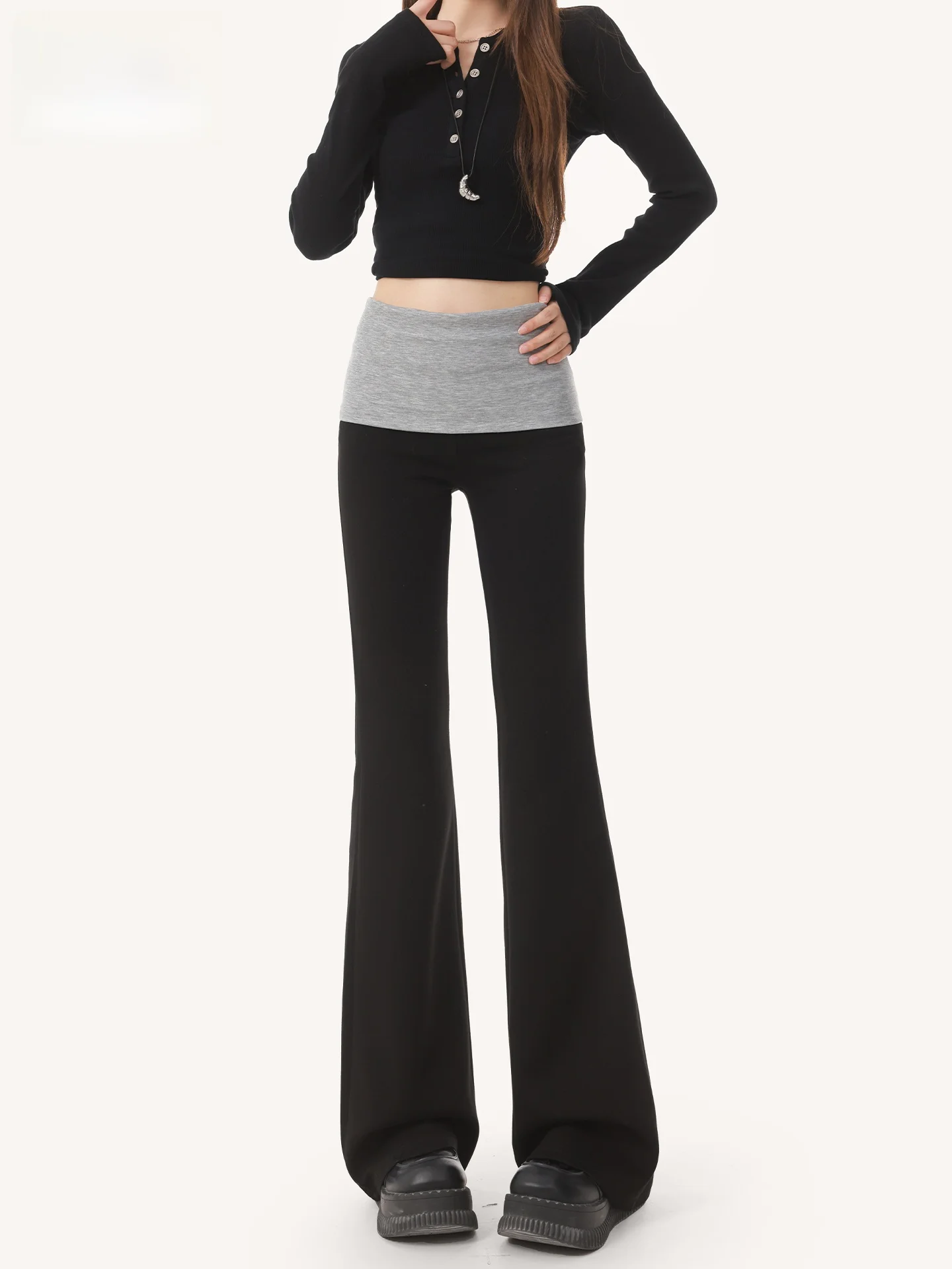 

Утепленные женские брюки для йоги с высокой талией, облегающие, повседневные, в американском стиле, на флисовой подкладке, расклешенные к низу