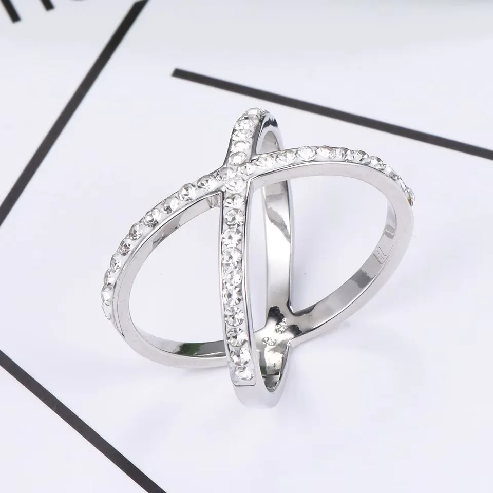 

Full Diamond Ring Cross Rings for Women Unique Design lucky Ring Fashion Jewelry Wedding New 2024