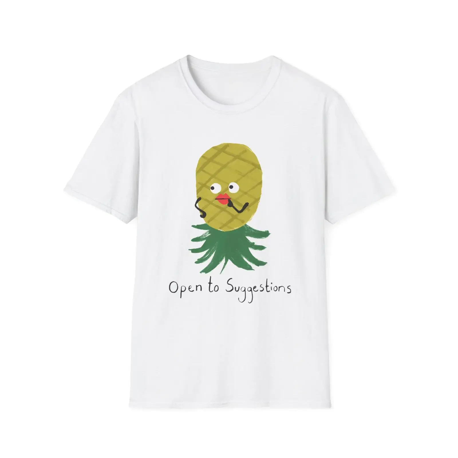 Funny Upside Down Pineapple T Shirt Open to Suggestions Cheeky Adult Humour Swinger  vintage Washed Top For Everyday Wear
