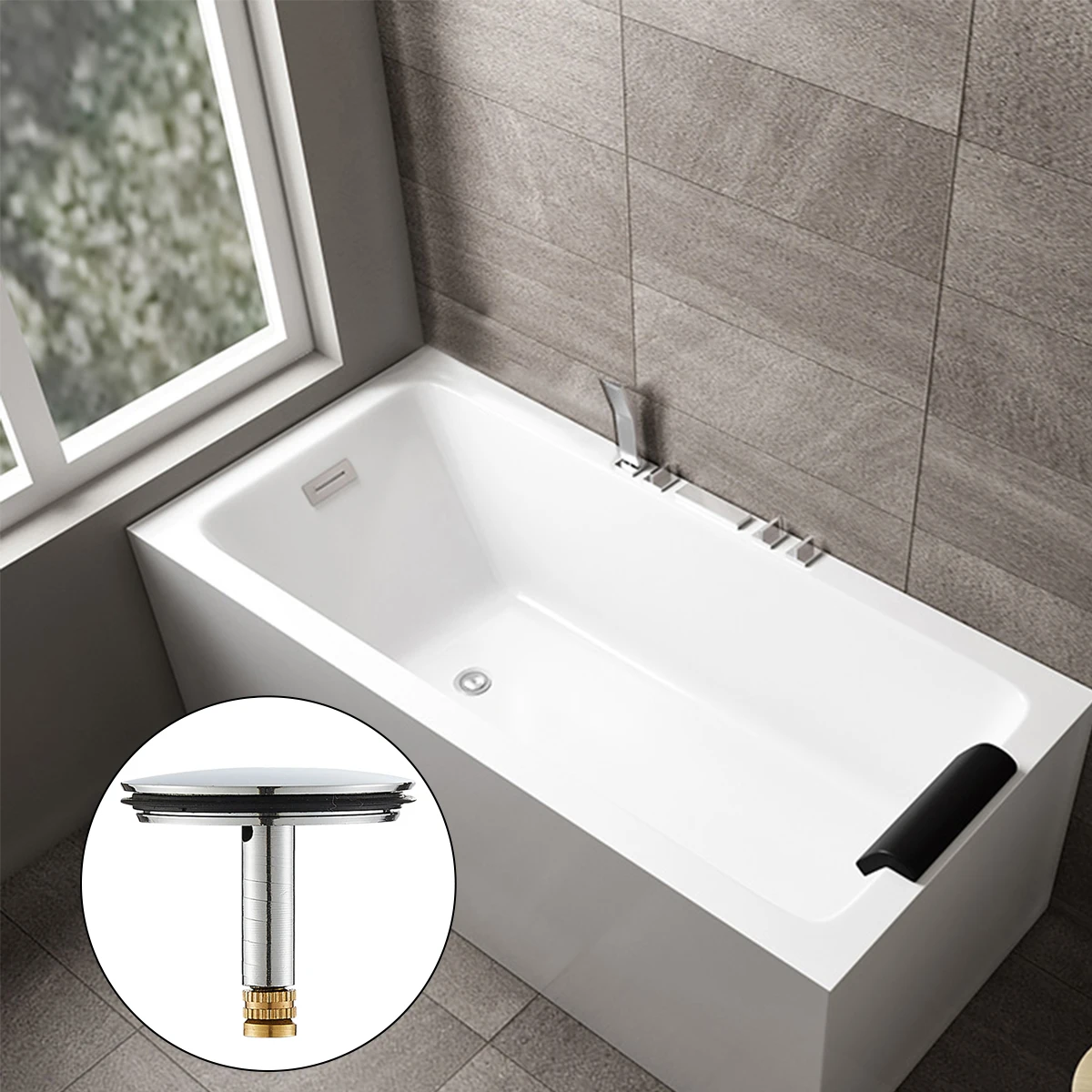 

1Pcs Useful Durable Pop Up Waste Stopper Bathtub Plug Only Flat Seal Brass Bath Stopper Adjustable Bathroom Tub Drain Filter