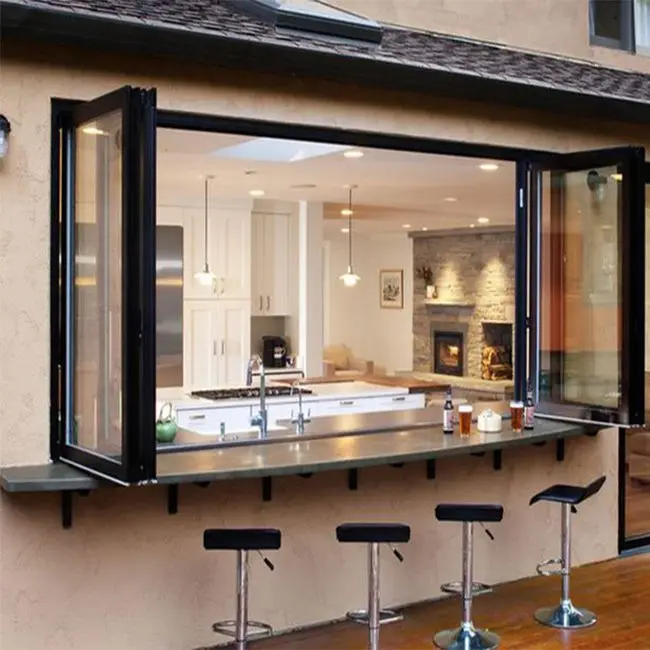 

Индивидуальный размер, австралийский балкон, алюминиевый аккордеон, горизонтальное стекло, складное раздвижное окно для офисной кухни