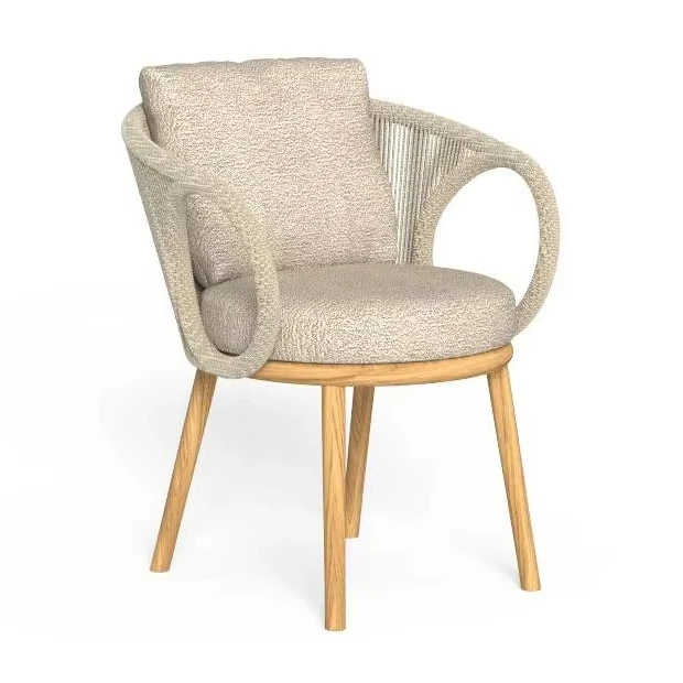 

Outdoor Garden Teak with Weaving Rope Dining Chair Outdoor Teak Chair with Table Set