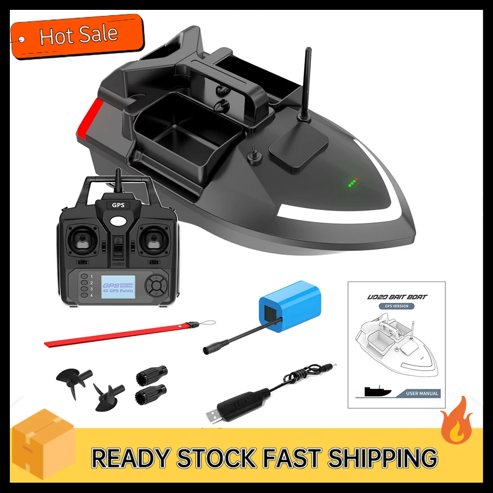 GPS Fishing Bait Boat 500m Remote Control Bait Boat Dual Motor Fish Finder 2KG Loading Support Automatic Cruise/Return/Route Cor