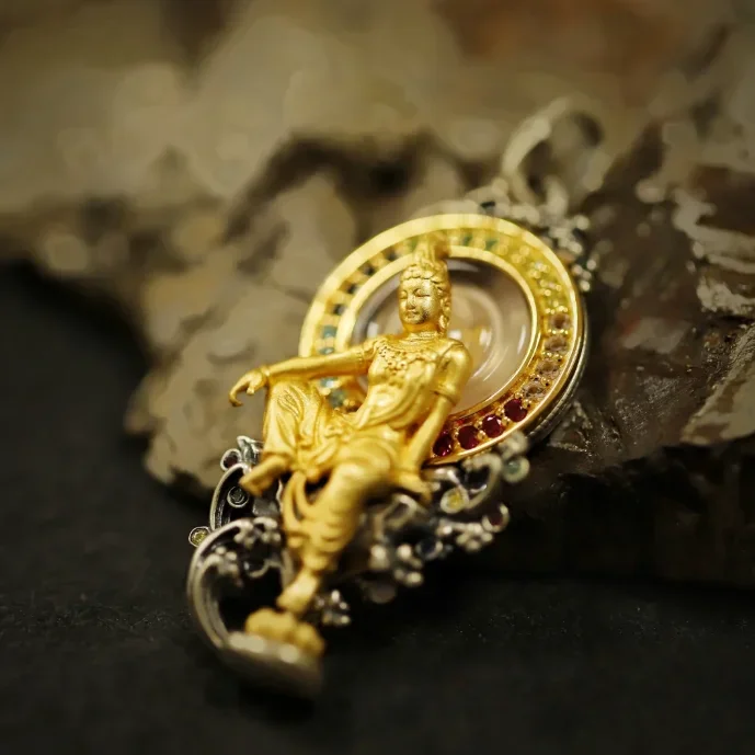 

Ожерелье с подвеской Guanyin Bodhisattva для мужчин и женщин, китайский прилив мира, изысканные модные подвесные украшения, год жизни