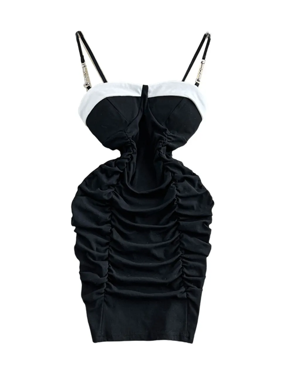 Foamlina 2025 New Fashion Bow Strap Slash Spalla Abito attillato da donna Sexy floccaggio in pizzo corto Nero Bianco Patchwork Abiti