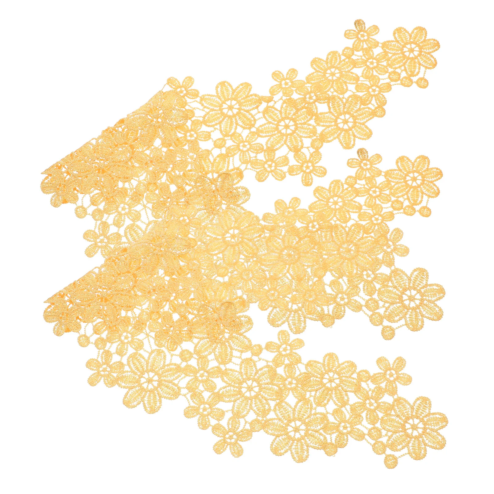 

2pcs Floral Lace Collar Hollow Out Applique Lightweight Sew-On Trim For Diy Dresses Hats Handbags Bridal Clothing Craft