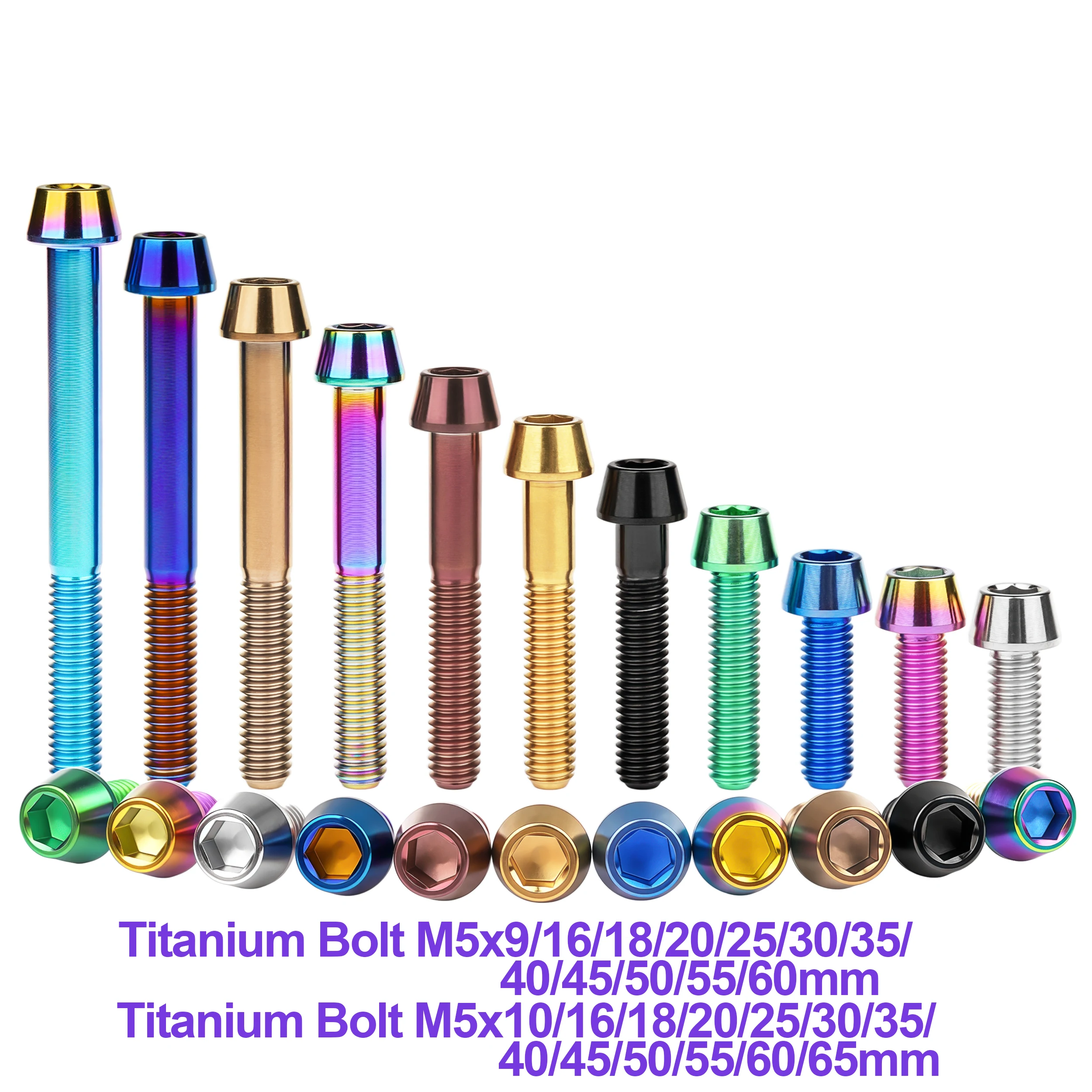 AliExpress YaRuiJia Yaruijia Titanium Bolt M5/M6/M8x9/10/15/16/18/20/25/30/35/40/45~ 65mm Allen Key Taper Head Bolt Screw for Bicycle Headset Brake