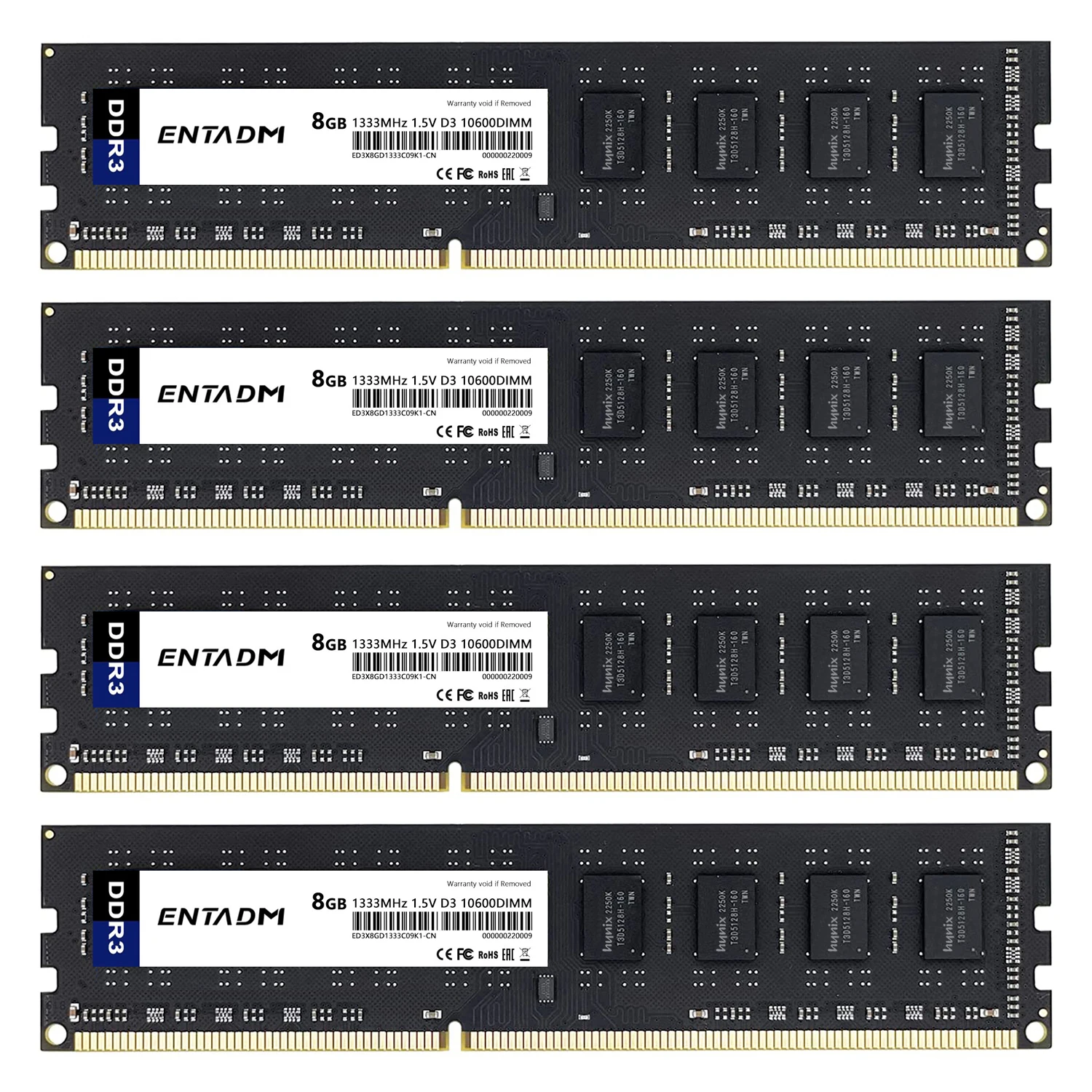 

Память ENTADM DDR3 4x8 ГБ для настольных ПК, черная, 1333 МГц, 1,5 В, встроенный DIMM 12800 для настольных компьютеров