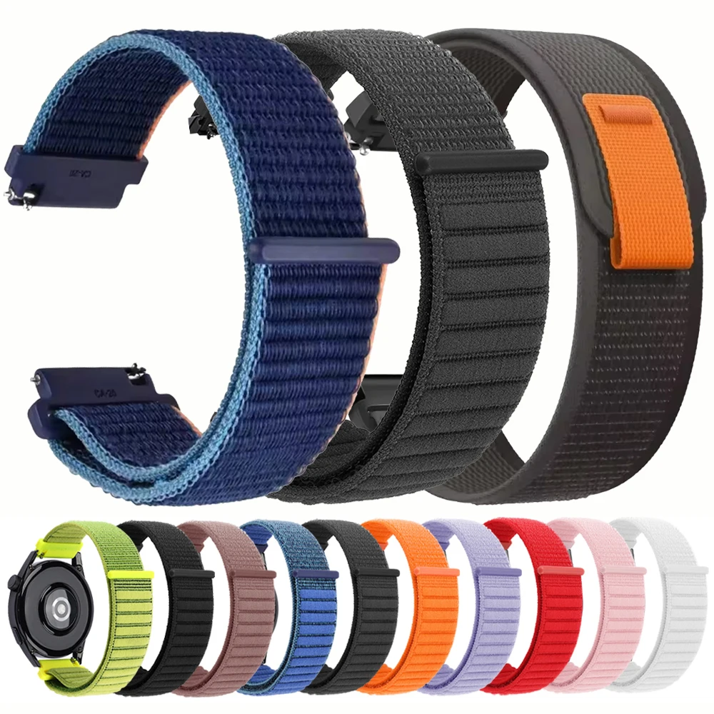 22mm 20mm Braided Band For Samsung Galaxy Watch 7 6 5 5Pro 4 3 Nylon Loop Strap For Huawei Watch 6 5 4 3/GT7 GT7 Pro 46mm Correa