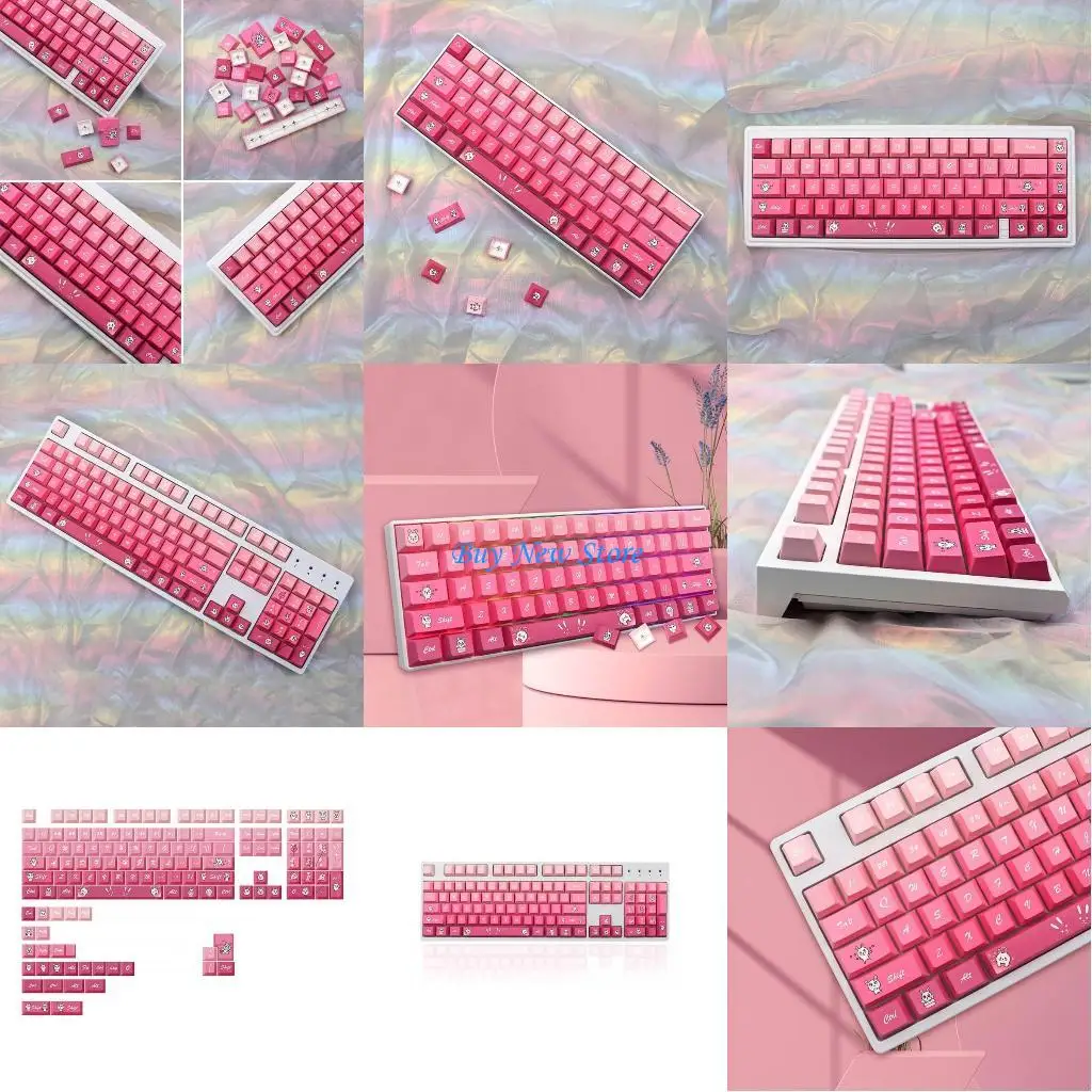 

20CE 136PCS Pink Dye-Sub PBT Keycaps for MX-Switches Game Mechanical Keyboard