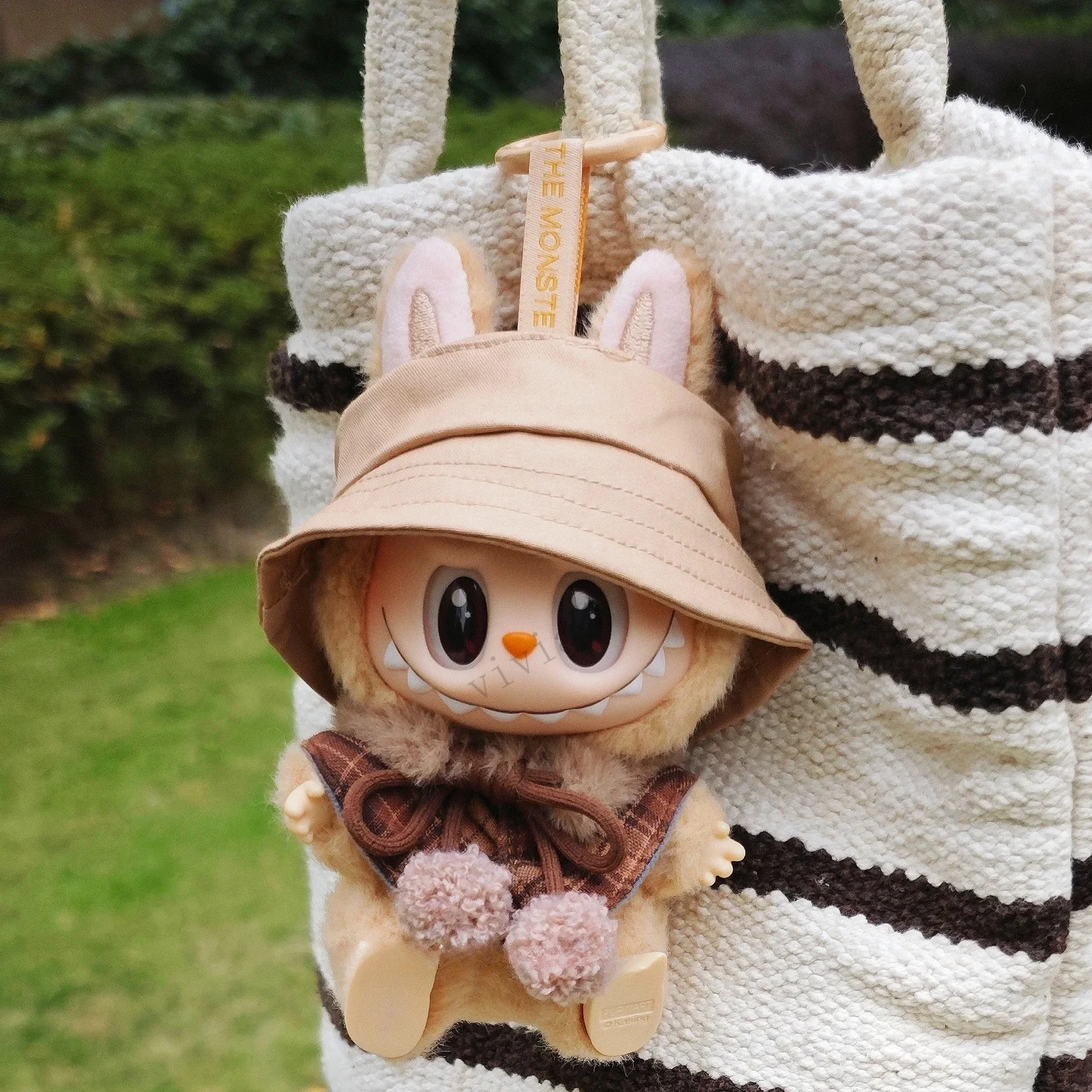 For 15-17cm Labubu doll Clothes Macaron outfit New Year Christmas Checkered Plush Cloak Clothes V2 Christmas costumes