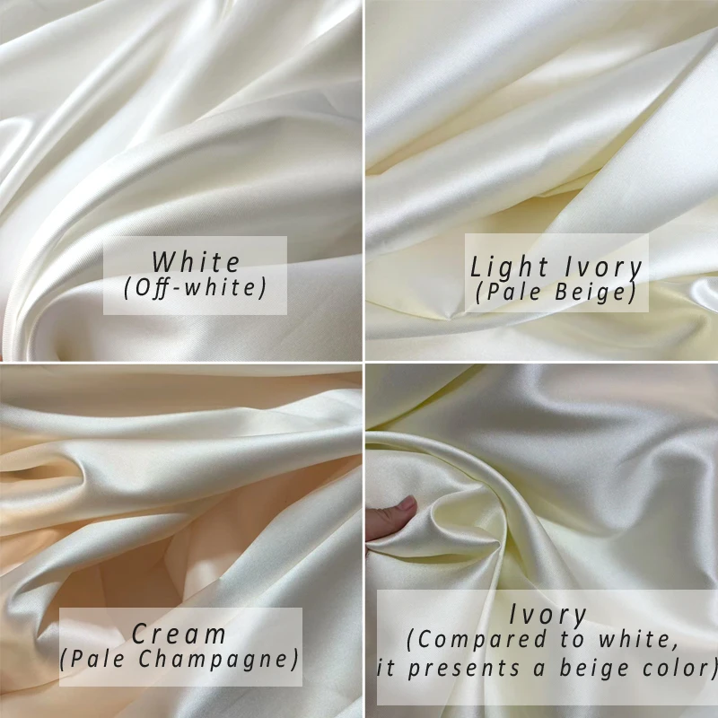 White Ivory Luxury Stiff Mikado Satin Fabric by the Yard, Bridal Wedding Dress Suit Fabric, Twill Satin DIY Sewing Material view 2