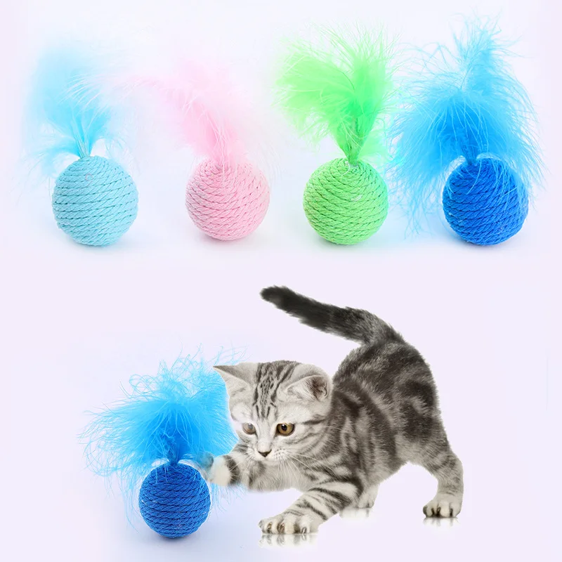 

Pet Cat Hemp Rope Ball Rolling Interactive Hand-woven Cat Toys Interactive Ball Sound Ball To Attract Attention Scratching Toy