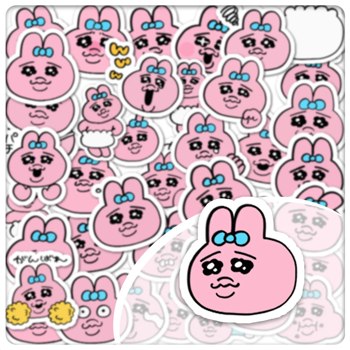 40 Pegatinas Personalizadas HD de Conejos con Emojis, Adhesivos Decorativos para Fiestas, DIY, para Diarios, Teléfonos y Laptops