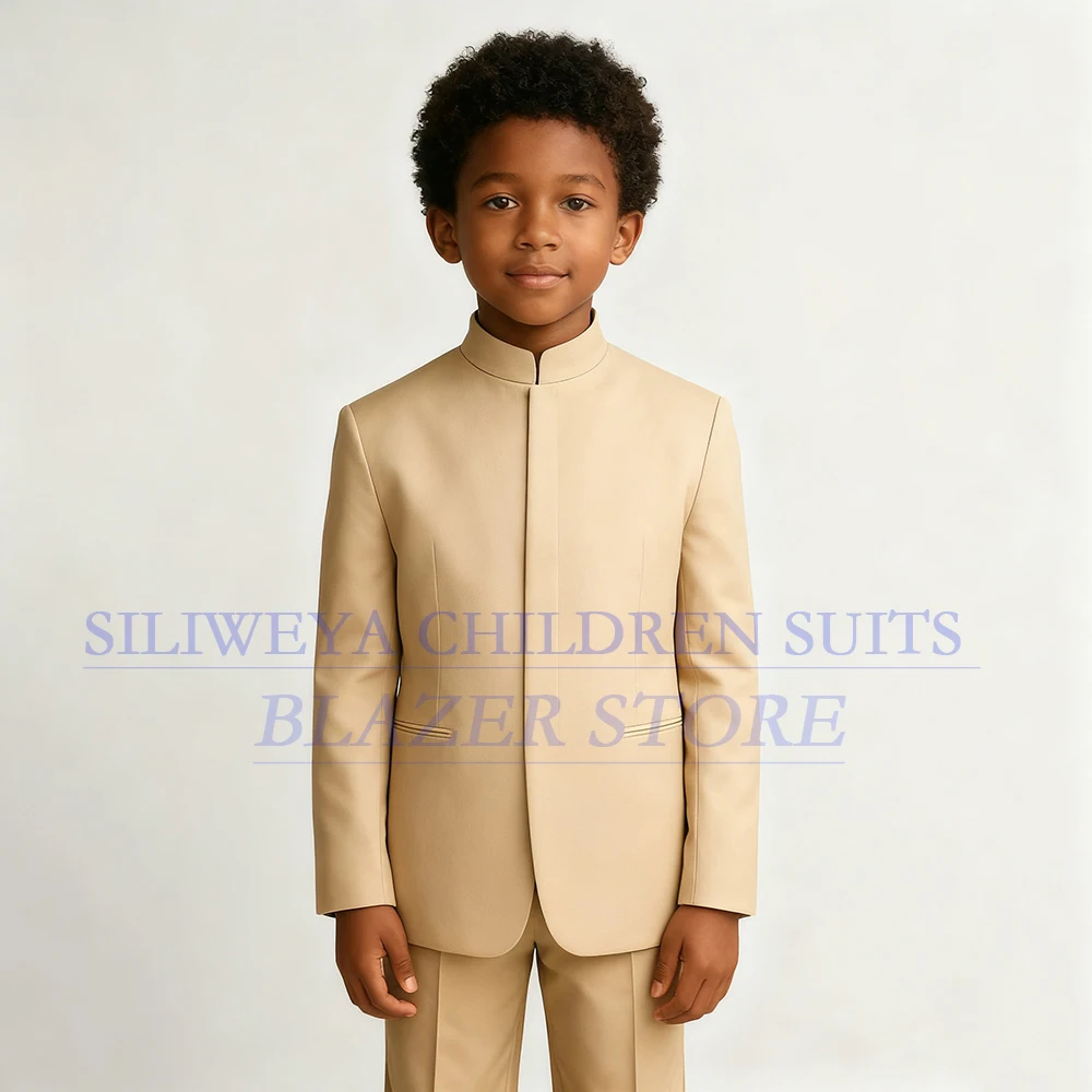 

Bespoke Children Suits 2 Piece Jacket Pants Sets Elegant Wedding Clothing Luxury Wedding Festival Boys Outfits Costume