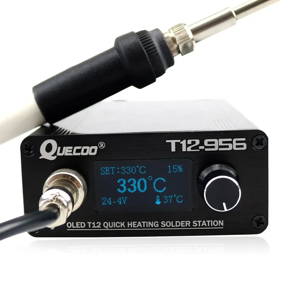 

2026 QUICKO T12-956 OLED T12 Quick Heating Solder Station Kit with Soldering Handle & EU Power Cable