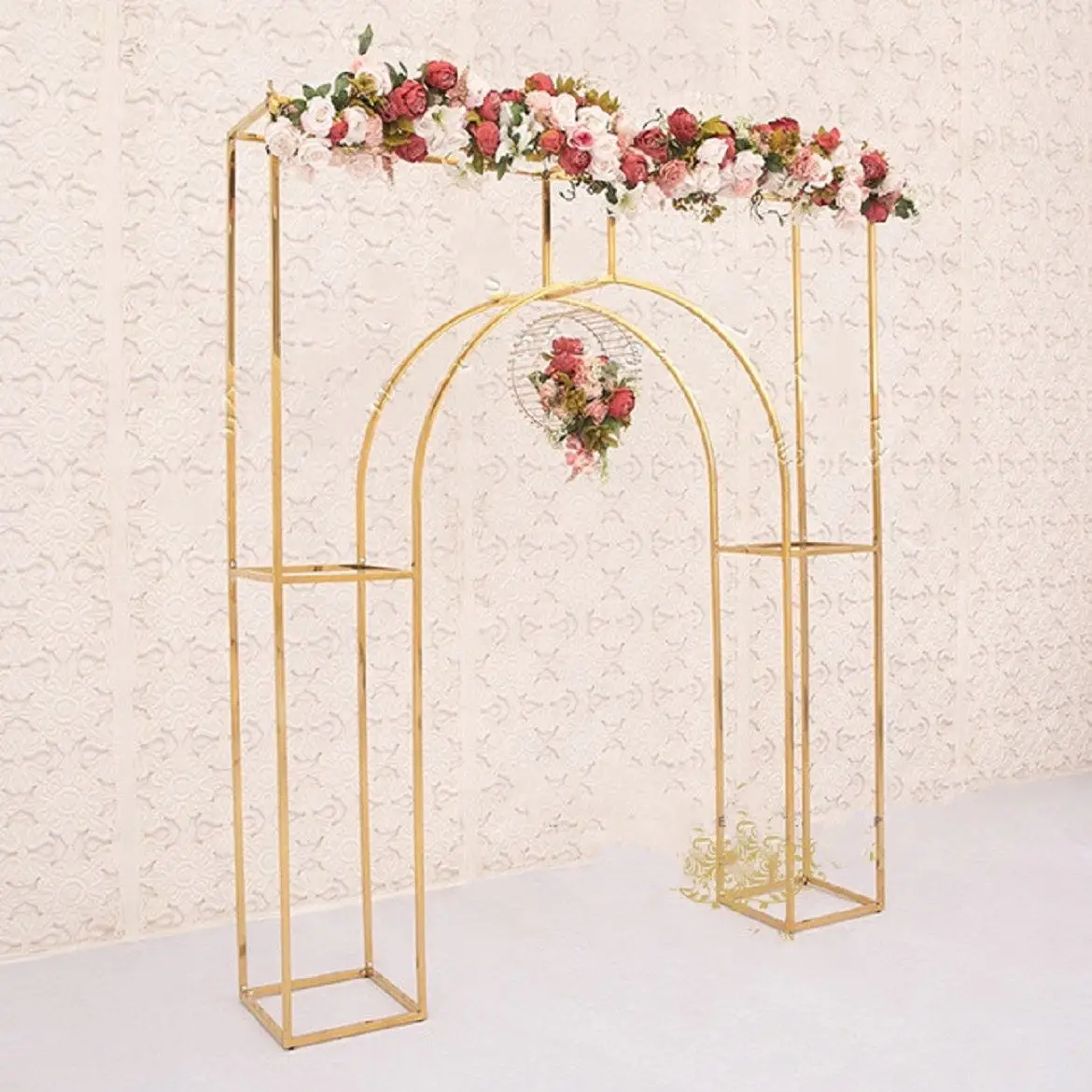 

Fashion Large Flower Arch Outdoor Lawn Wedding Welcome Billboard Banner Door Frame Floral Arrangement Shelf Baptism Balloon Rack