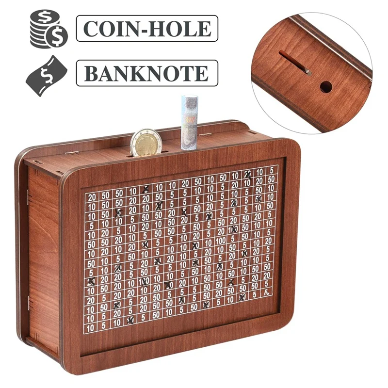 Wooden Piggy Bank For Adult Kids, Money Box With Counter, Reusable Money Box With Counting Target -A