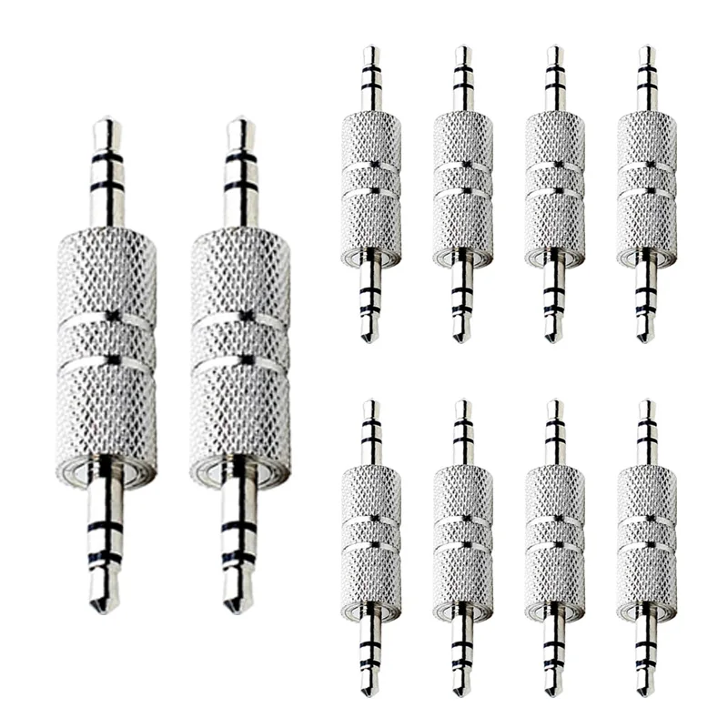 4pcs 3.5mm Male to Male Stereo Headphone Jack Audio Adapter Coupler Connector for Audio Car Bluetooth