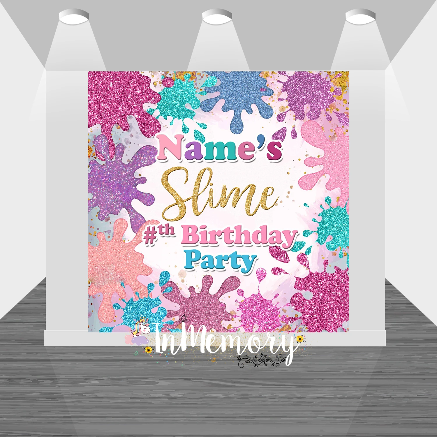 Slime Theme Party Backdrop Glitter Colorful Splatter Girl Baby Shower Birthday Photography Background Graffiti Painting Banner