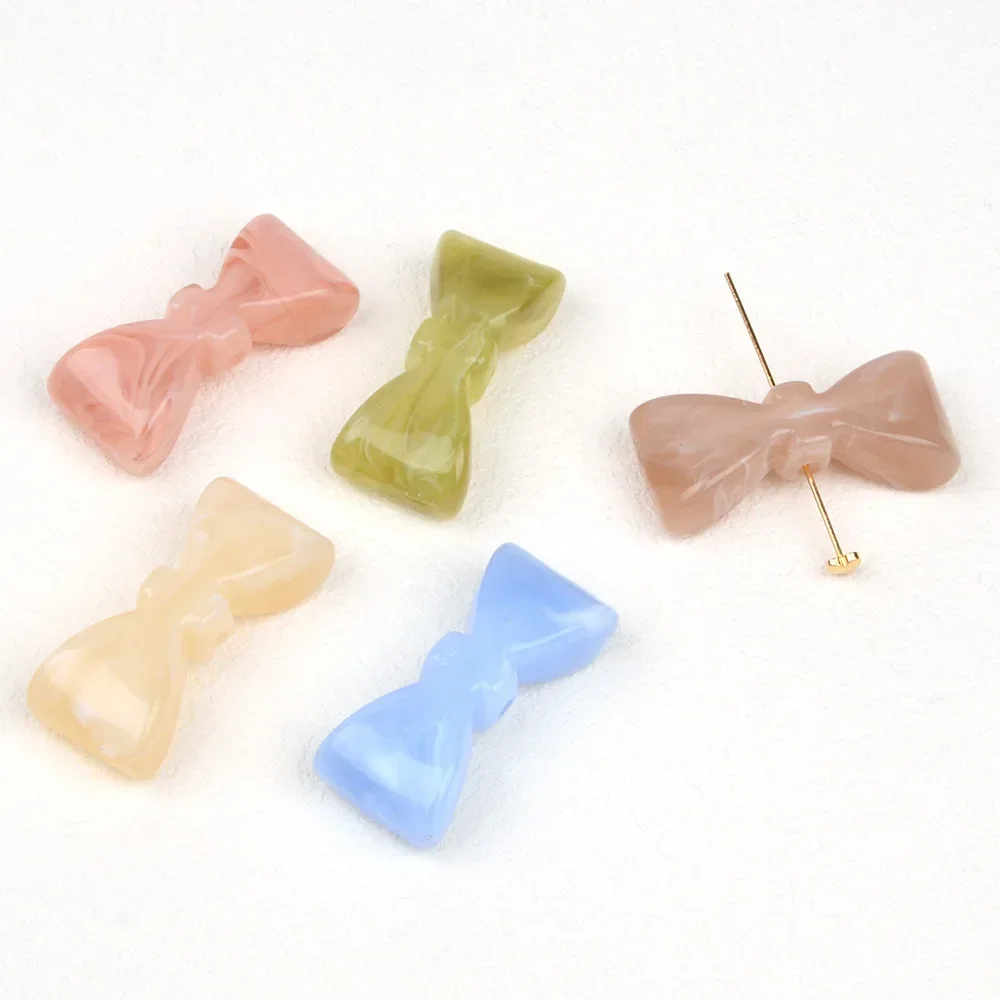 5 Pieces  17 * 38mm  Vintage Jelly Solid Bow Beads  DIY Makes Beads, Jewelry, Necklaces, Bracelets, Clothing, Hair Accessories