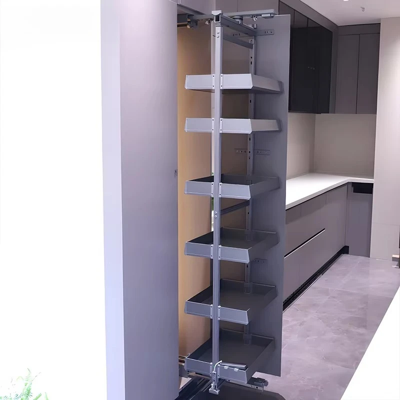 Custom Kitchen Hardware Accessories Cabinets High Pantry Aluminum Pull Out Kitchen Baskets Storage Solutions Unit
