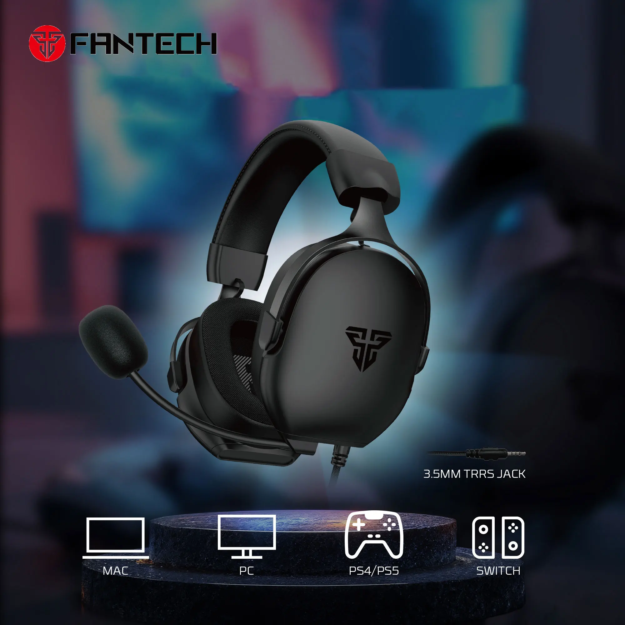 

Проводная игровая гарнитура FANTECH CARBON MH92, шумоподавление вызова, встроенное управление звуком, наушники с разъемом Trrs 3,5 мм для ПК, PS4, PS5