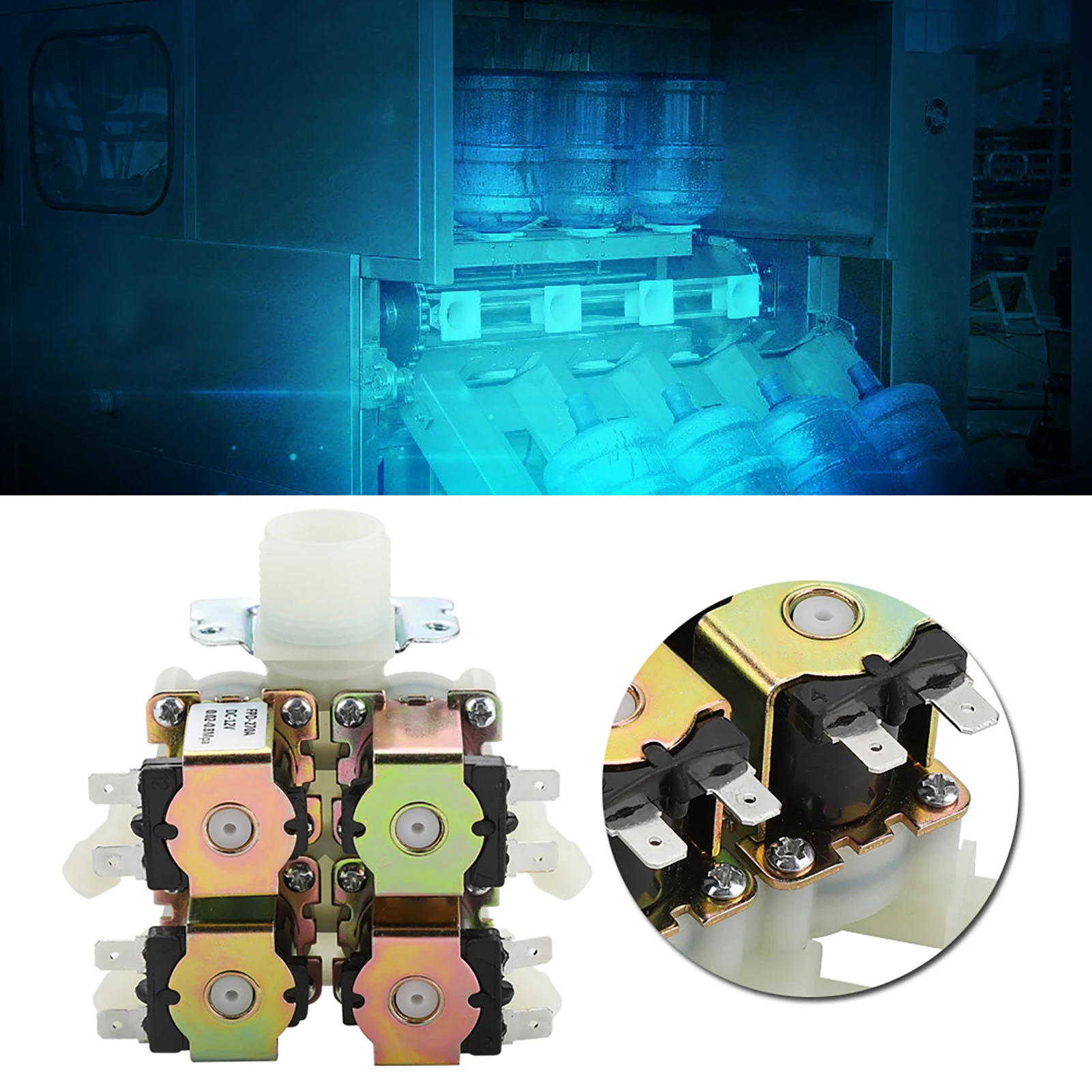 DC 12V DN20 G3/4" 1 入力 4 出力プラスチック電磁弁常閉排水弁