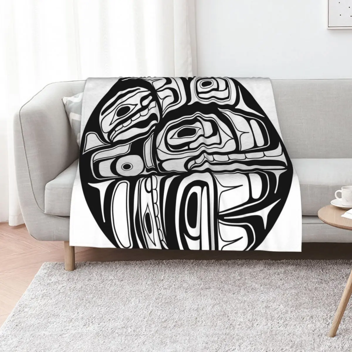 

Orca Circle formline pendant native american salish blackfish Throw Blanket Loose anime For Sofa Thin Soft Beds Blankets